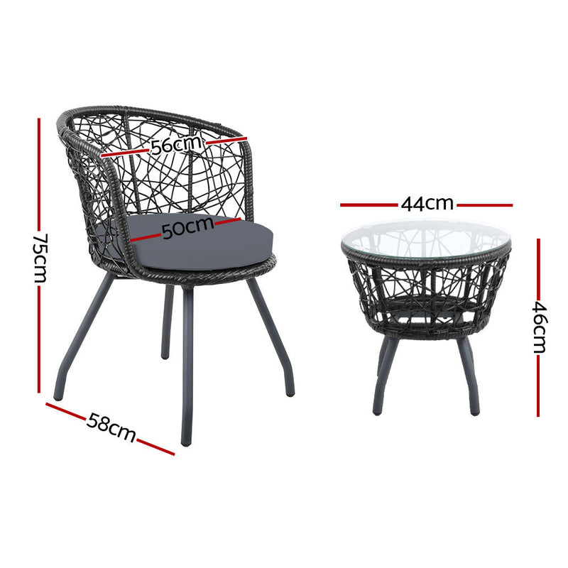 Furniture > Outdoor - Gardeon Outdoor Patio Chair and Table - Black - Garden Yard
