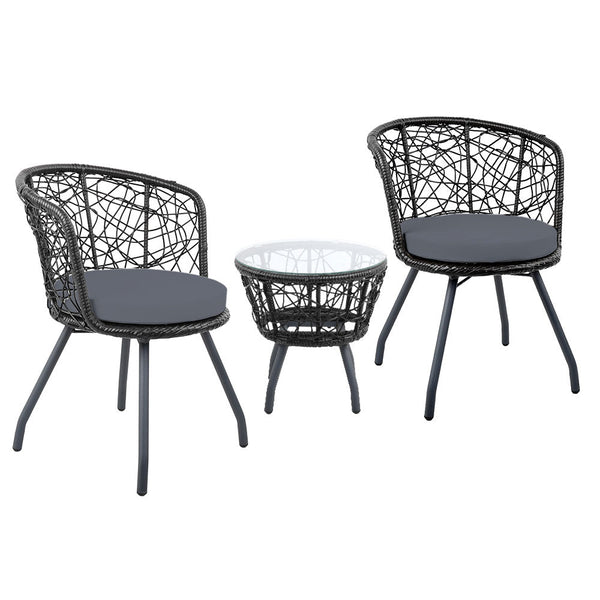 Furniture > Outdoor - Gardeon Outdoor Patio Chair and Table - Black - Garden Yard
