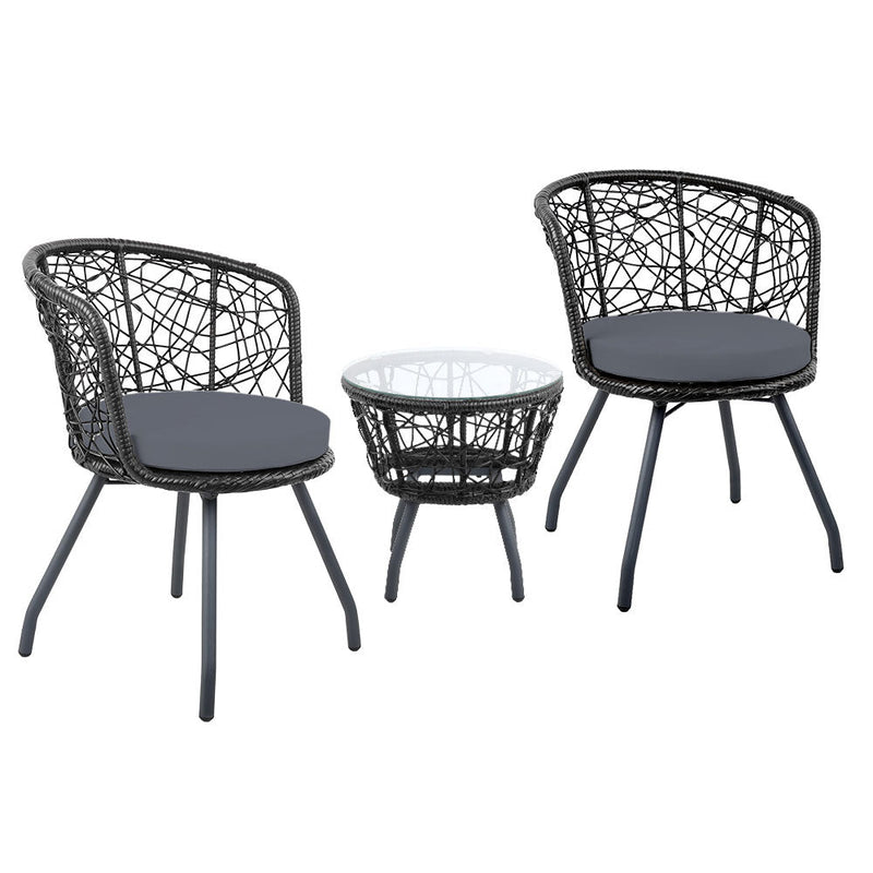 Furniture > Outdoor - Gardeon Outdoor Patio Chair and Table - Black - Garden Yard