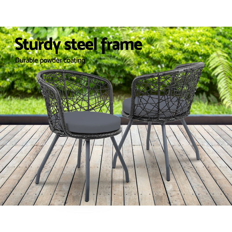 Furniture > Outdoor - Gardeon Outdoor Patio Chair and Table - Black - Garden Yard