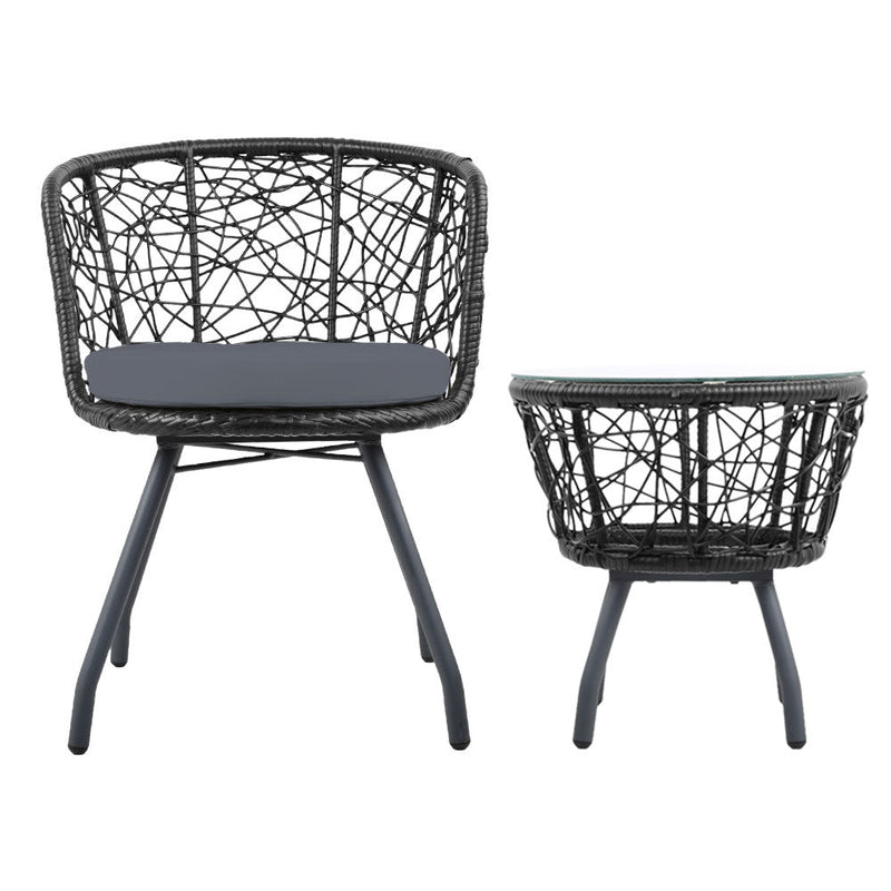 Furniture > Outdoor - Gardeon Outdoor Patio Chair and Table - Black - Garden Yard