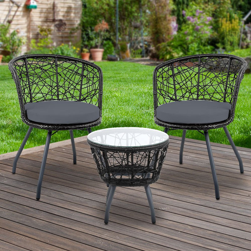 Furniture > Outdoor - Gardeon Outdoor Patio Chair and Table - Black - Garden Yard
