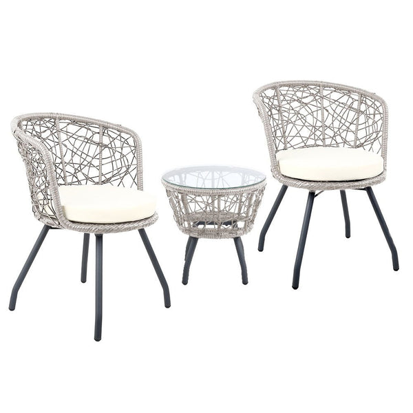 Furniture > Outdoor - Gardeon Outdoor Patio Chair and Table - Grey - Garden Yard