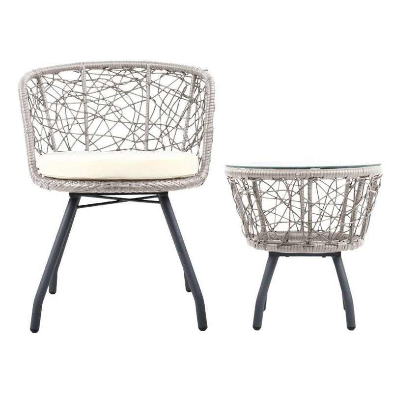 Furniture > Outdoor - Gardeon Outdoor Patio Chair and Table - Grey - Garden Yard
