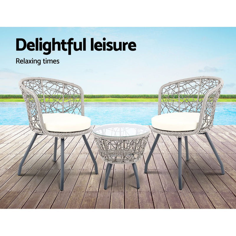 Furniture > Outdoor - Gardeon Outdoor Patio Chair and Table - Grey - Garden Yard