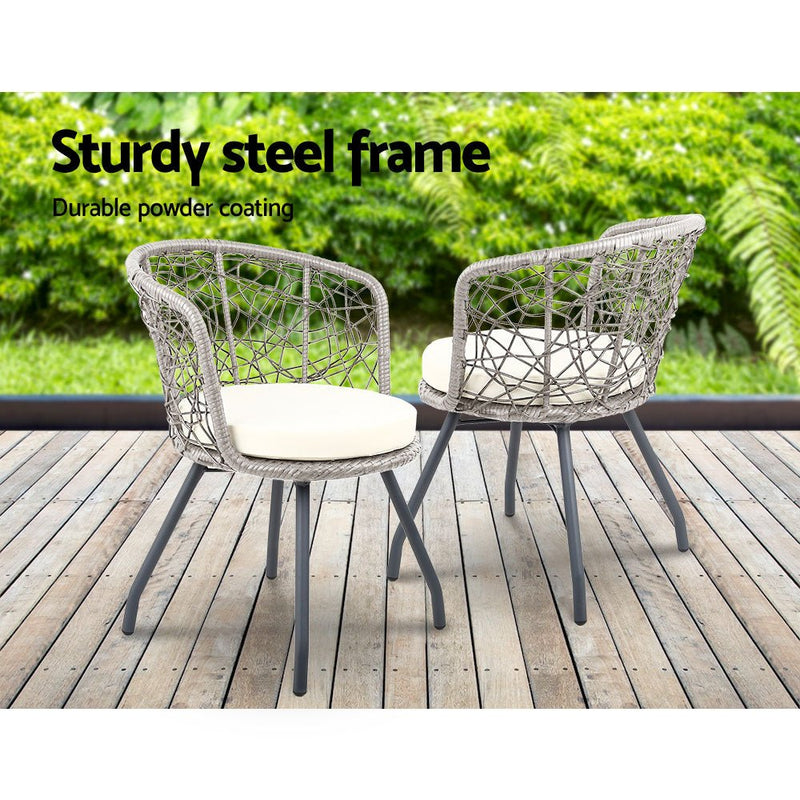 Furniture > Outdoor - Gardeon Outdoor Patio Chair and Table - Grey - Garden Yard