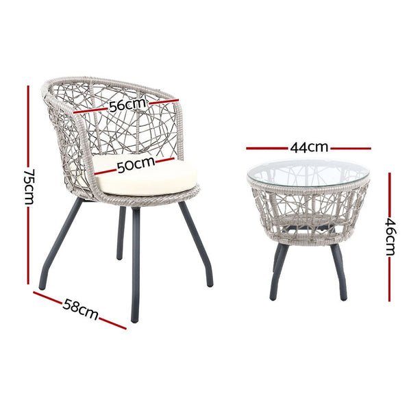 Furniture > Outdoor - Gardeon Outdoor Patio Chair and Table - Grey - Garden Yard