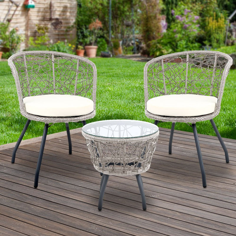 Furniture > Outdoor - Gardeon Outdoor Patio Chair and Table - Grey - Garden Yard