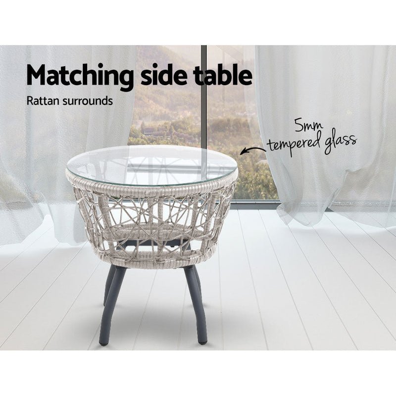 Furniture > Outdoor - Gardeon Outdoor Patio Chair and Table - Grey - Garden Yard