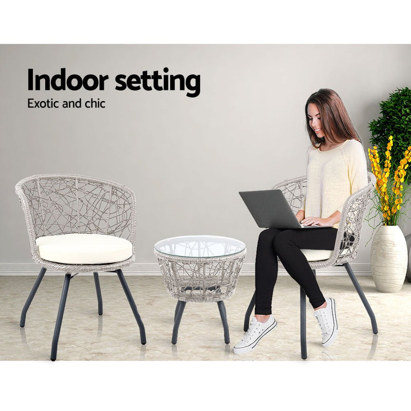 Furniture > Outdoor - Gardeon Outdoor Patio Chair and Table - Grey - Garden Yard