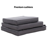 Furniture > Outdoor - Gardeon Outdoor Patio Furniture Recliner Chairs Table Setting Wicker Lounge 5pc Black - Garden Yard