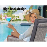 Furniture > Outdoor - Gardeon Outdoor Patio Furniture Recliner Chairs Table Setting Wicker Lounge 5pc Grey - Garden Yard