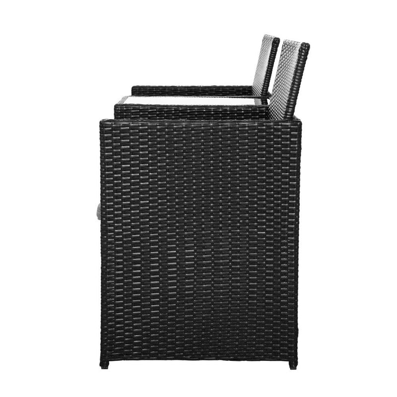 Furniture > Outdoor - Gardeon Outdoor Setting Wicker Loveseat Birstro Set Patio Garden Furniture Black - Garden Yard