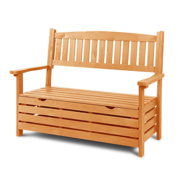 Furniture > Outdoor - Gardeon Outdoor Storage Bench Box Wooden Garden Chair 2 Seat Timber Furniture - Garden Yard