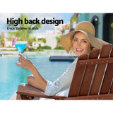 Furniture > Outdoor - Gardeon Outdoor Sun Lounge Beach Chairs Table Setting Wooden Adirondack Patio Chair Brown - Garden Yard