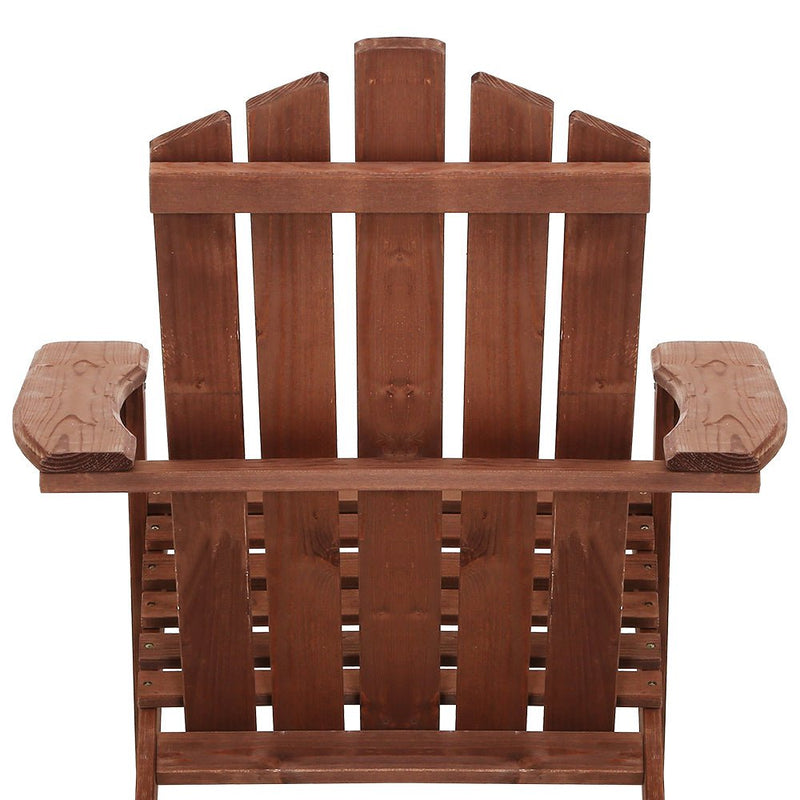 Furniture > Outdoor - Gardeon Outdoor Sun Lounge Beach Chairs Table Setting Wooden Adirondack Patio Chair Brown - Garden Yard