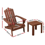 Furniture > Outdoor - Gardeon Outdoor Sun Lounge Beach Chairs Table Setting Wooden Adirondack Patio Chair Brown - Garden Yard
