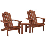 Furniture > Outdoor - Gardeon Outdoor Sun Lounge Beach Chairs Table Setting Wooden Adirondack Patio Chair Brown - Garden Yard