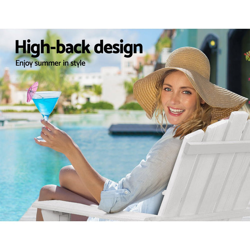 Furniture > Outdoor - Gardeon Outdoor Sun Lounge Beach Chairs Table Setting Wooden Adirondack Patio Chair - Garden Yard