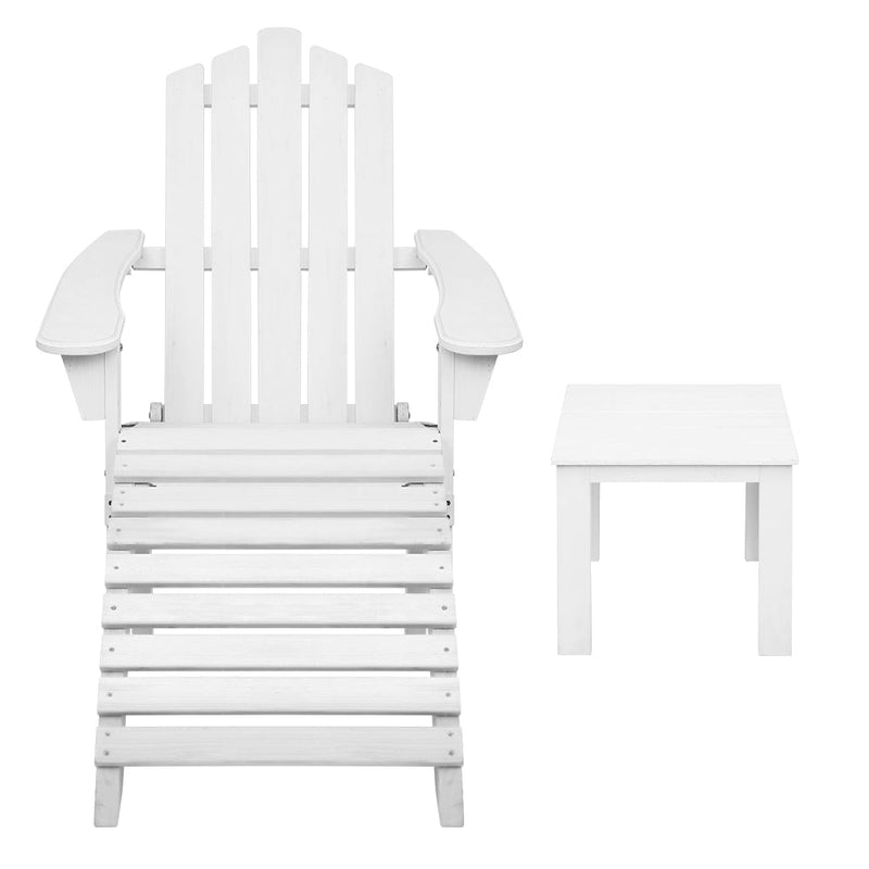 Furniture > Outdoor - Gardeon Outdoor Sun Lounge Beach Chairs Table Setting Wooden Adirondack Patio Chair - Garden Yard