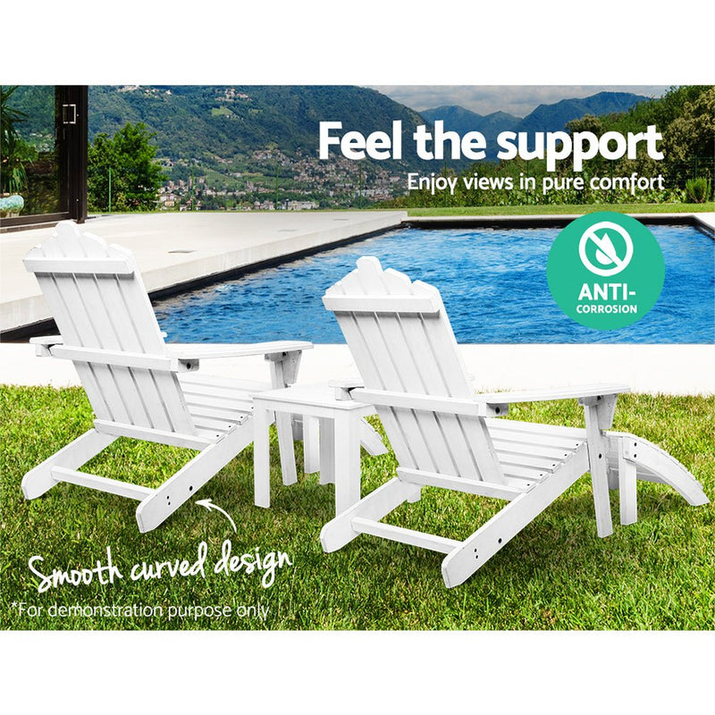 Furniture > Outdoor - Gardeon Outdoor Sun Lounge Beach Chairs Table Setting Wooden Adirondack Patio Chair - Garden Yard