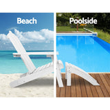 Furniture > Outdoor - Gardeon Outdoor Sun Lounge Beach Chairs Table Setting Wooden Adirondack Patio Chair - Garden Yard