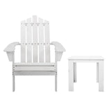 Furniture > Outdoor - Gardeon Outdoor Sun Lounge Beach Chairs Table Setting Wooden Adirondack Patio Chair White - Garden Yard