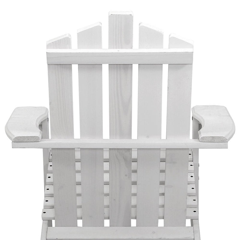 Furniture > Outdoor - Gardeon Outdoor Sun Lounge Beach Chairs Table Setting Wooden Adirondack Patio Chair White - Garden Yard