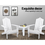 Furniture > Outdoor - Gardeon Outdoor Sun Lounge Beach Chairs Table Setting Wooden Adirondack Patio Chair White - Garden Yard