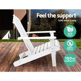 Furniture > Outdoor - Gardeon Outdoor Sun Lounge Beach Chairs Table Setting Wooden Adirondack Patio Chair White - Garden Yard