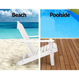 Furniture > Outdoor - Gardeon Outdoor Sun Lounge Beach Chairs Table Setting Wooden Adirondack Patio Chair White - Garden Yard