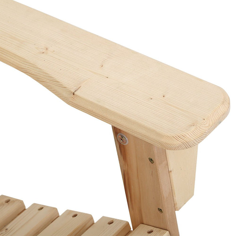 Furniture > Outdoor - Gardeon Outdoor Sun Lounge Beach Chairs Table Setting Wooden Adirondack Patio Natural Wood Chair - Garden Yard