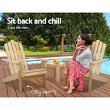 Furniture > Outdoor - Gardeon Outdoor Sun Lounge Beach Chairs Table Setting Wooden Adirondack Patio Natural Wood Chair - Garden Yard
