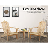 Furniture > Outdoor - Gardeon Outdoor Sun Lounge Beach Chairs Table Setting Wooden Adirondack Patio Natural Wood Chair - Garden Yard