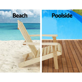 Furniture > Outdoor - Gardeon Outdoor Sun Lounge Beach Chairs Table Setting Wooden Adirondack Patio Natural Wood Chair - Garden Yard