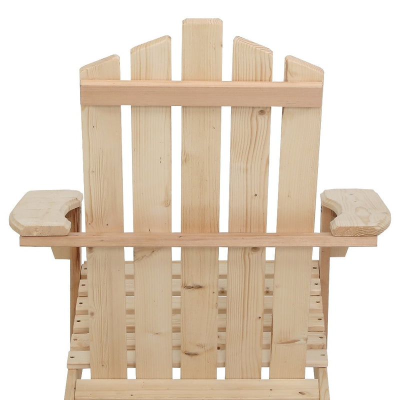Furniture > Outdoor - Gardeon Outdoor Sun Lounge Beach Chairs Table Setting Wooden Adirondack Patio Natural Wood Chair - Garden Yard