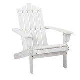 Furniture > Outdoor - Gardeon Outdoor Sun Lounge Beach Chairs Table Setting Wooden Adirondack Patio - White - Garden Yard