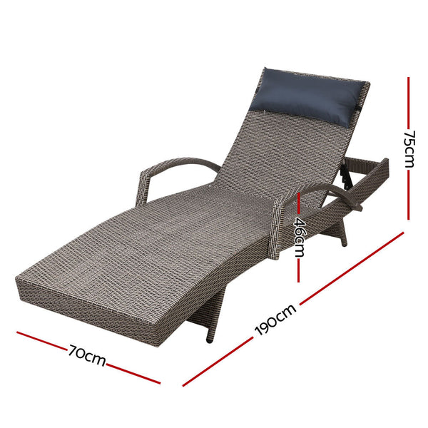 Furniture > Outdoor - Gardeon Outdoor Sun Lounge Furniture Day Bed Wicker Pillow Sofa Set - Garden Yard
