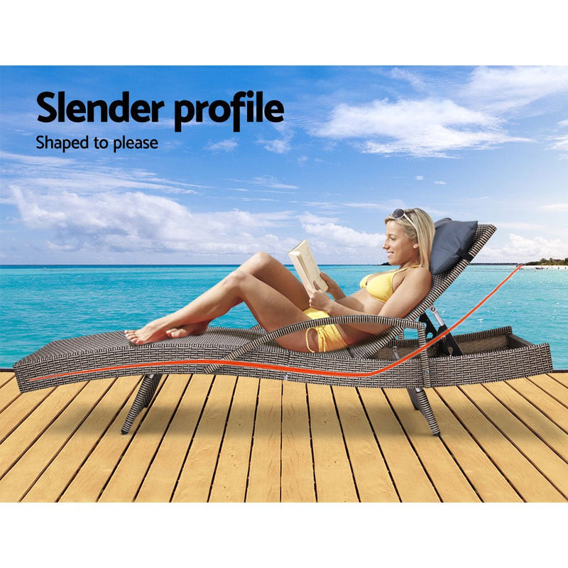 Furniture > Outdoor - Gardeon Outdoor Sun Lounge Furniture Day Bed Wicker Pillow Sofa Set - Garden Yard
