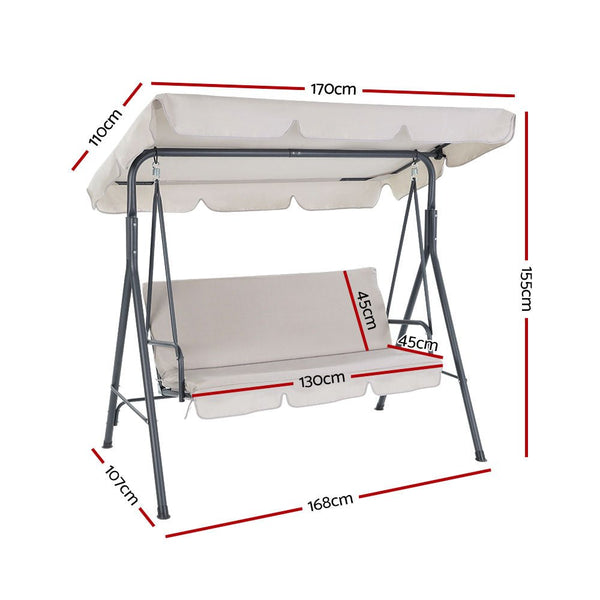 Furniture > Outdoor - Gardeon Outdoor Swing Chair Hammock 3 Seater Garden Canopy Bench Seat Backyard - Garden Yard