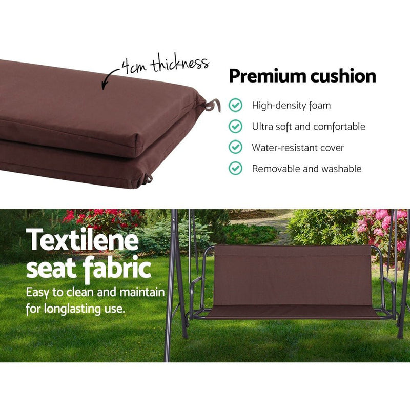 Furniture > Outdoor - Gardeon Outdoor Swing Chair Hammock 3 Seater Garden Canopy Bench Seat Backyard - Garden Yard