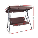 Furniture > Outdoor - Gardeon Outdoor Swing Chair Hammock 3 Seater Garden Canopy Bench Seat Backyard - Garden Yard