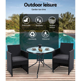 Furniture > Outdoor - Gardeon Patio Furniture Dining Chairs Table Patio Setting Bistro Set Wicker Tea Coffee Cafe Bar Set - Garden Yard