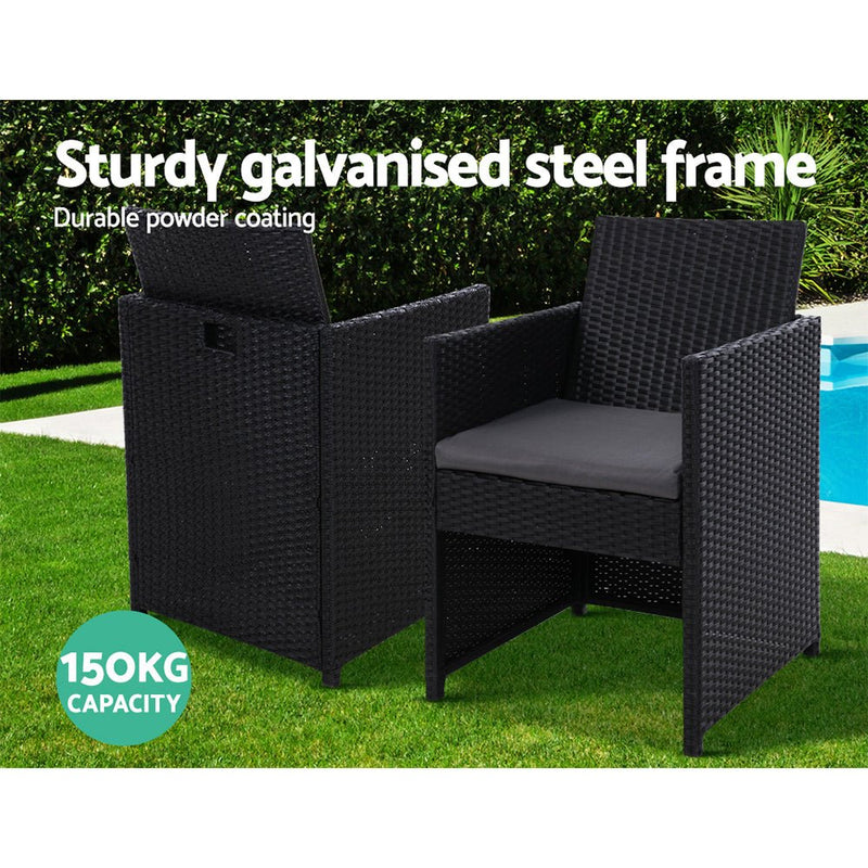 Furniture > Outdoor - Gardeon Patio Furniture Dining Chairs Table Patio Setting Bistro Set Wicker Tea Coffee Cafe Bar Set - Garden Yard