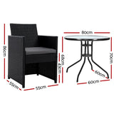 Furniture > Outdoor - Gardeon Patio Furniture Dining Chairs Table Patio Setting Bistro Set Wicker Tea Coffee Cafe Bar Set - Garden Yard