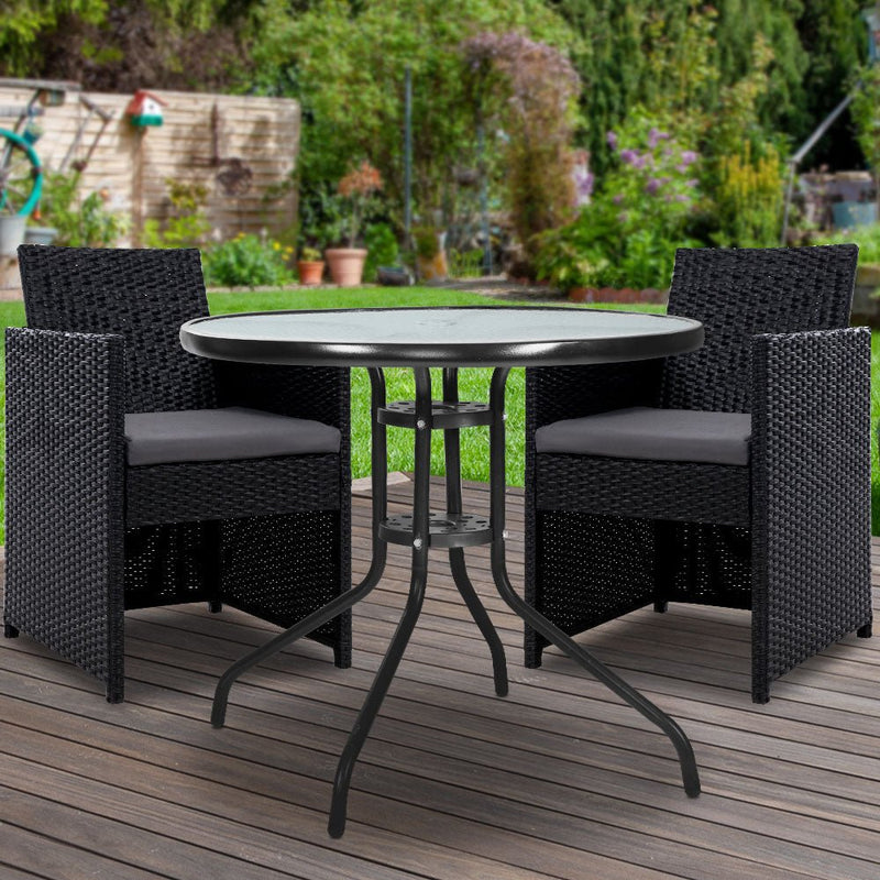 Furniture > Outdoor - Gardeon Patio Furniture Dining Chairs Table Patio Setting Bistro Set Wicker Tea Coffee Cafe Bar Set - Garden Yard
