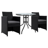 Furniture > Outdoor - Gardeon Patio Furniture Dining Chairs Table Patio Setting Bistro Set Wicker Tea Coffee Cafe Bar Set - Garden Yard