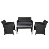 Furniture > Outdoor - Gardeon Rattan Furniture Outdoor Lounge Setting Wicker Dining Set w/Storage Cover Black - Garden Yard