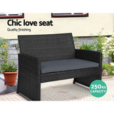 Furniture > Outdoor - Gardeon Rattan Furniture Outdoor Lounge Setting Wicker Dining Set w/Storage Cover Black - Garden Yard