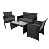 Furniture > Outdoor - Gardeon Rattan Furniture Outdoor Lounge Setting Wicker Dining Set w/Storage Cover Black - Garden Yard